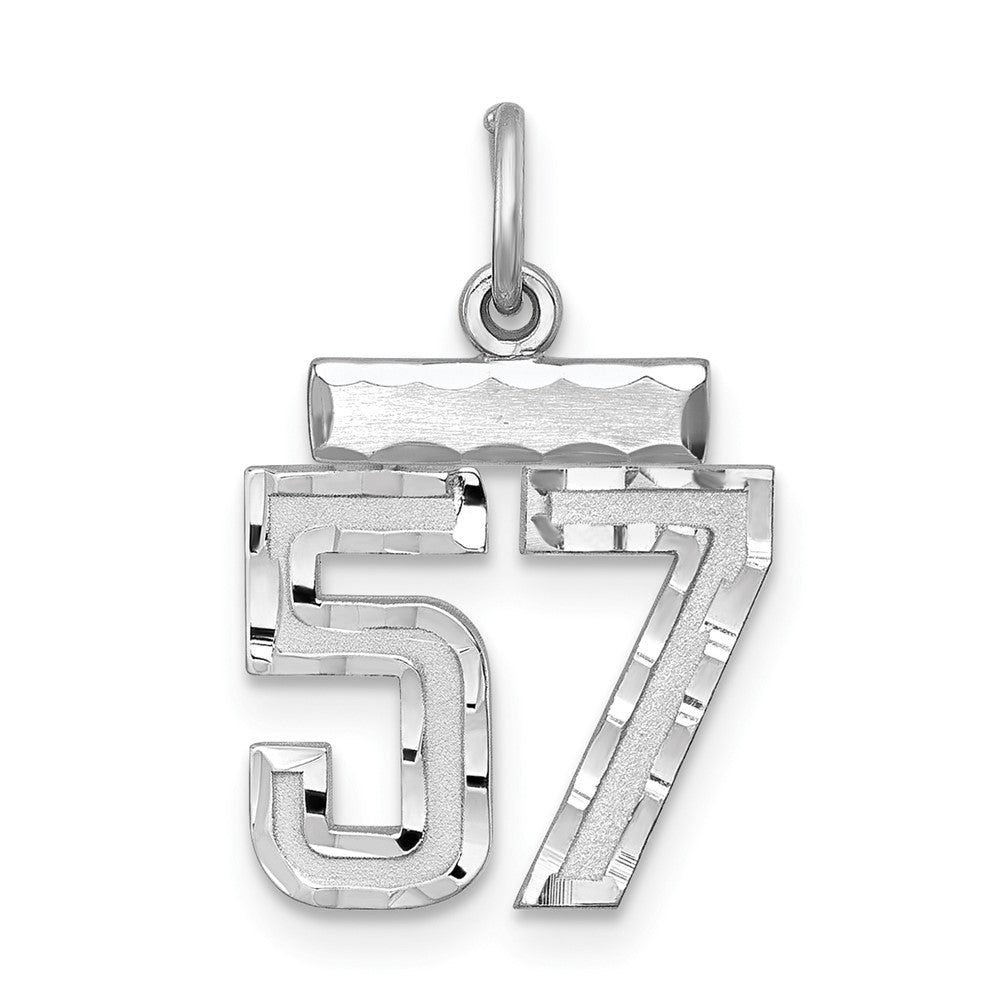 Sterling Silver Rhodium-plated Diamond-cut #57 Charm