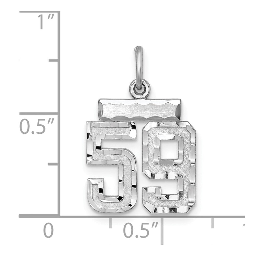 Sterling Silver Rhodium-plated Diamond-cut #59 Charm