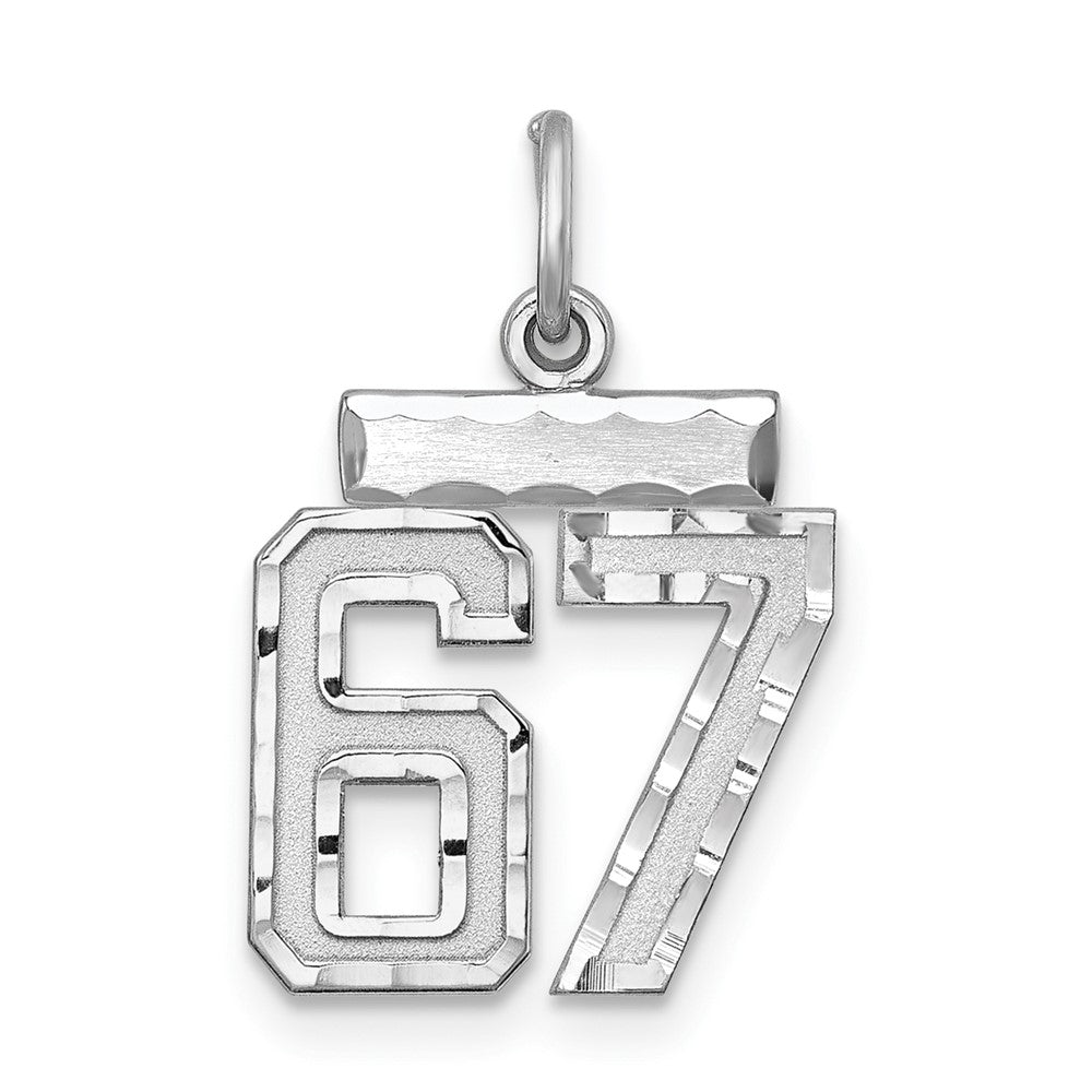 Sterling Silver Rhodium-plated Diamond-cut #67 Charm