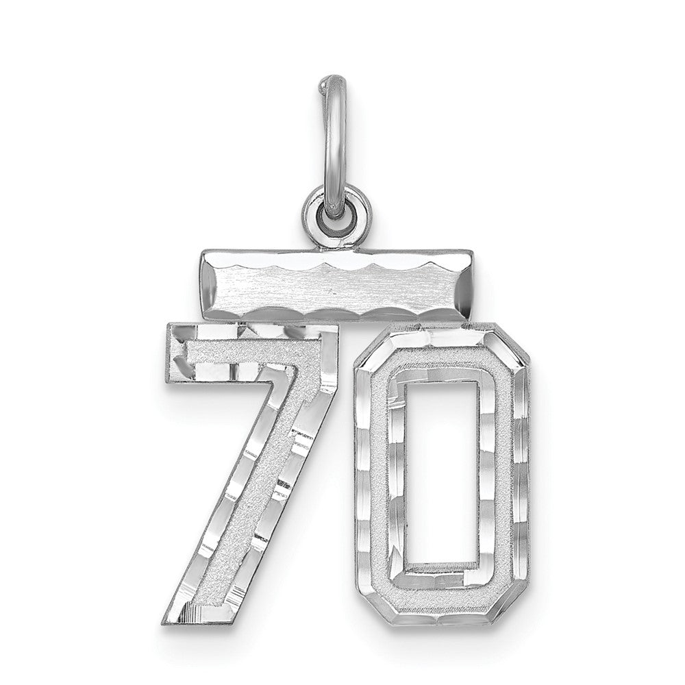 Sterling Silver Rhodium-plated Diamond-cut #70 Charm