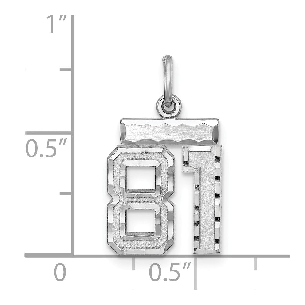 Sterling Silver Rhodium-plated Diamond-cut #81 Charm