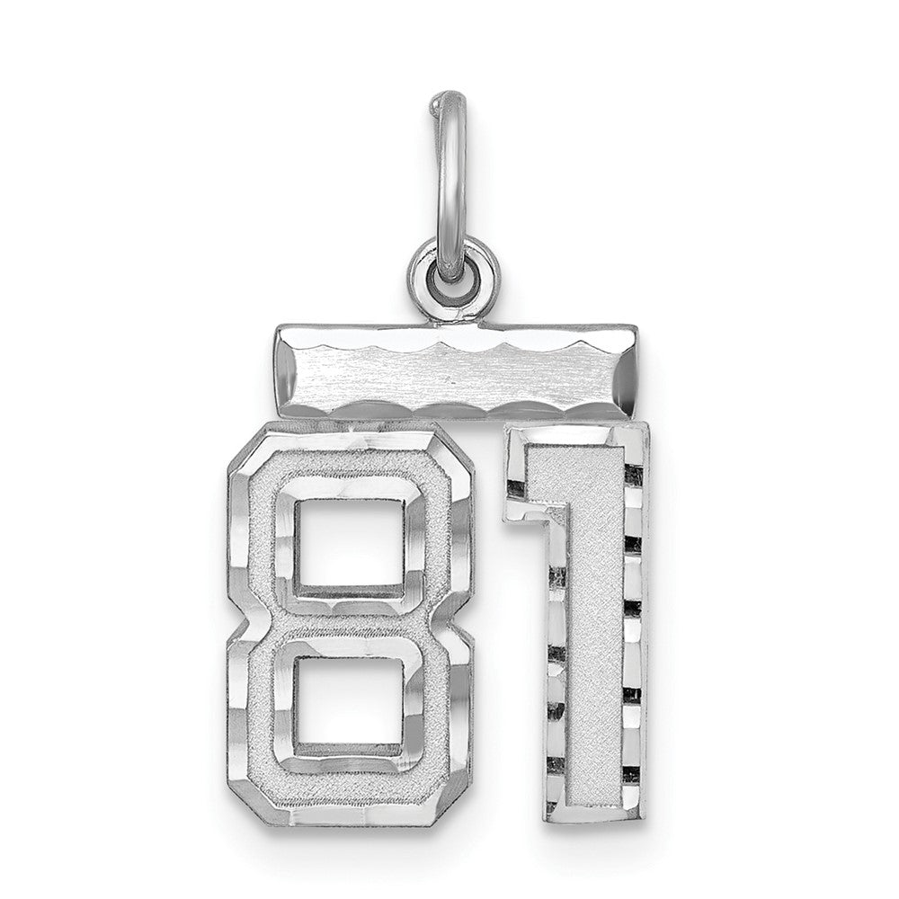 Sterling Silver Rhodium-plated Diamond-cut #81 Charm