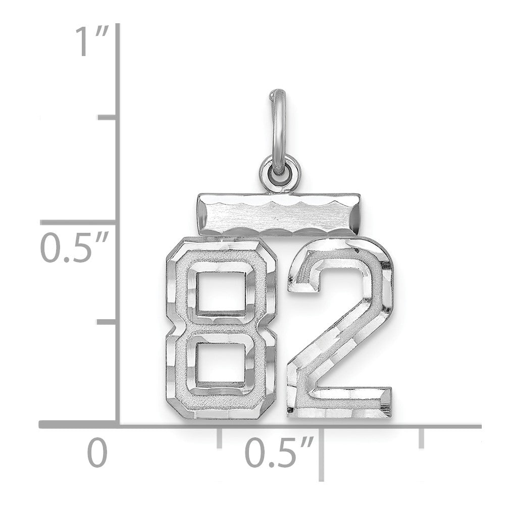 Sterling Silver Rhodium-plated Diamond-cut #82 Charm