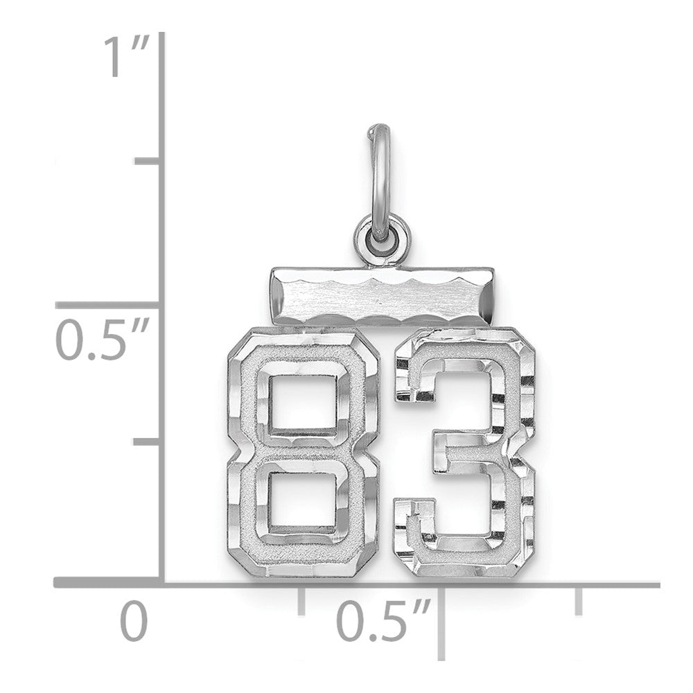 Sterling Silver Rhodium-plated Diamond-cut #83 Charm