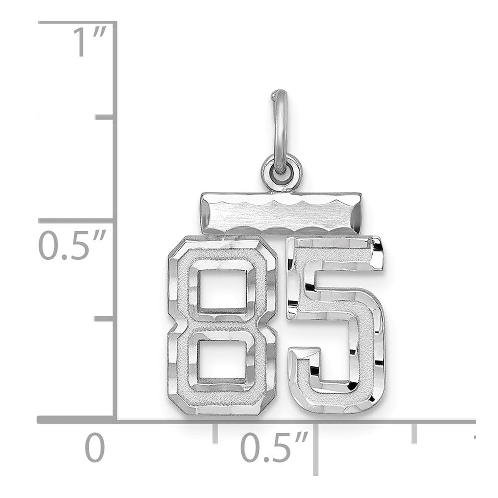 Sterling Silver Rhodium-plated Diamond-cut #85 Charm