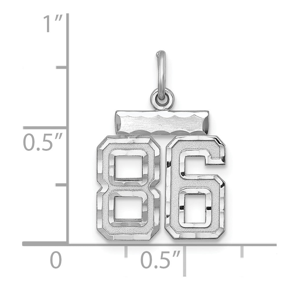 Sterling Silver Rhodium-plated Diamond-cut #86 Charm