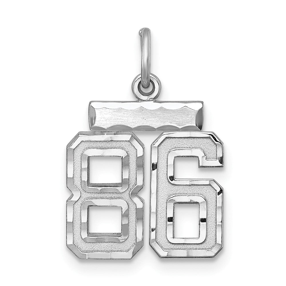 Sterling Silver Rhodium-plated Diamond-cut #86 Charm