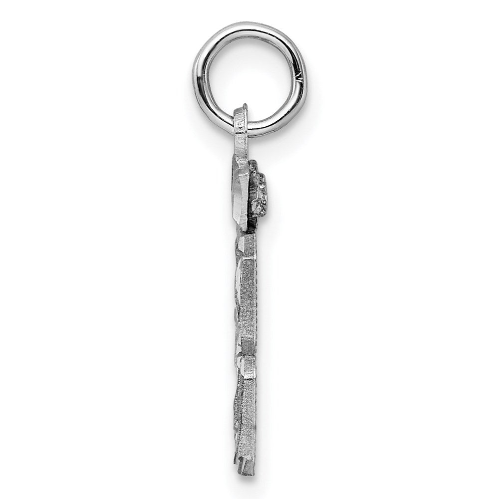 Sterling Silver Rhodium-plated Diamond-cut #88 Charm