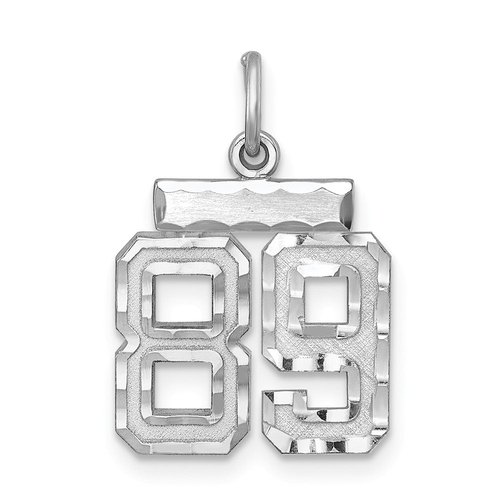 Sterling Silver Rhodium-plated Diamond-cut #89 Charm