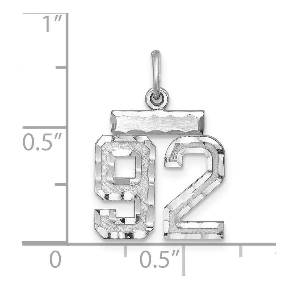 Sterling Silver Rhodium-plated Diamond-cut #92 Charm