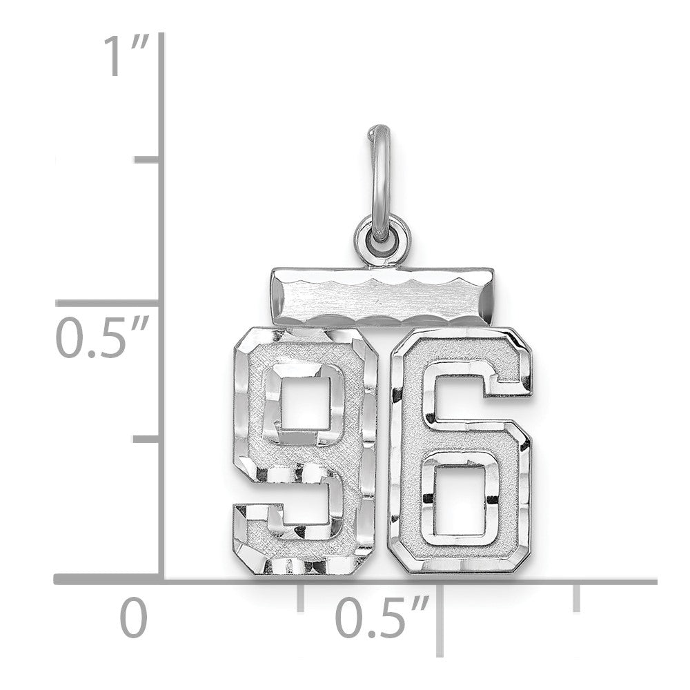 Sterling Silver Rhodium-plated Diamond-cut #96 Charm