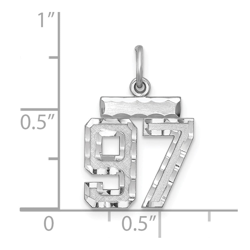 Sterling Silver Rhodium-plated Diamond-cut #97 Charm