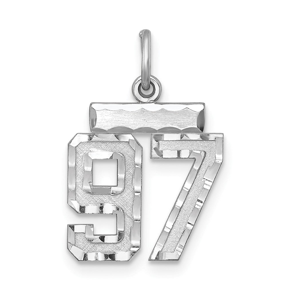 Sterling Silver Rhodium-plated Diamond-cut #97 Charm