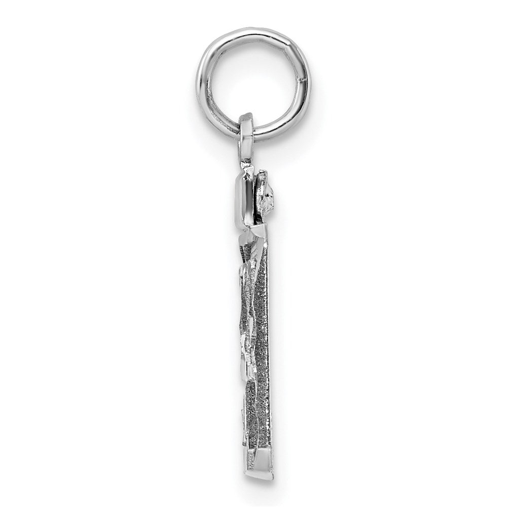 Sterling Silver Rhodium-plated Diamond-cut #99 Charm