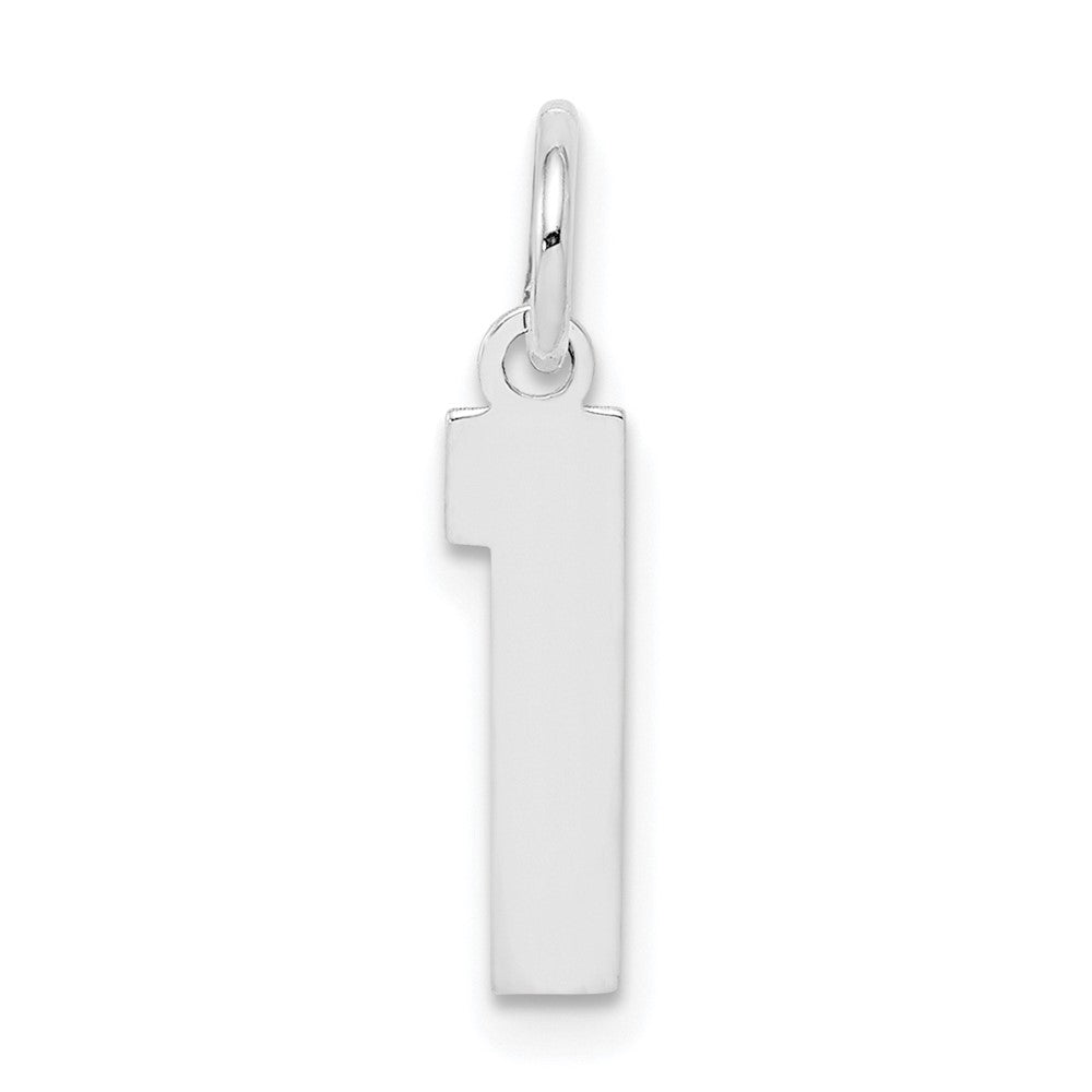 Sterling Silver/Rhodium-plated Polished Number 1 Charm