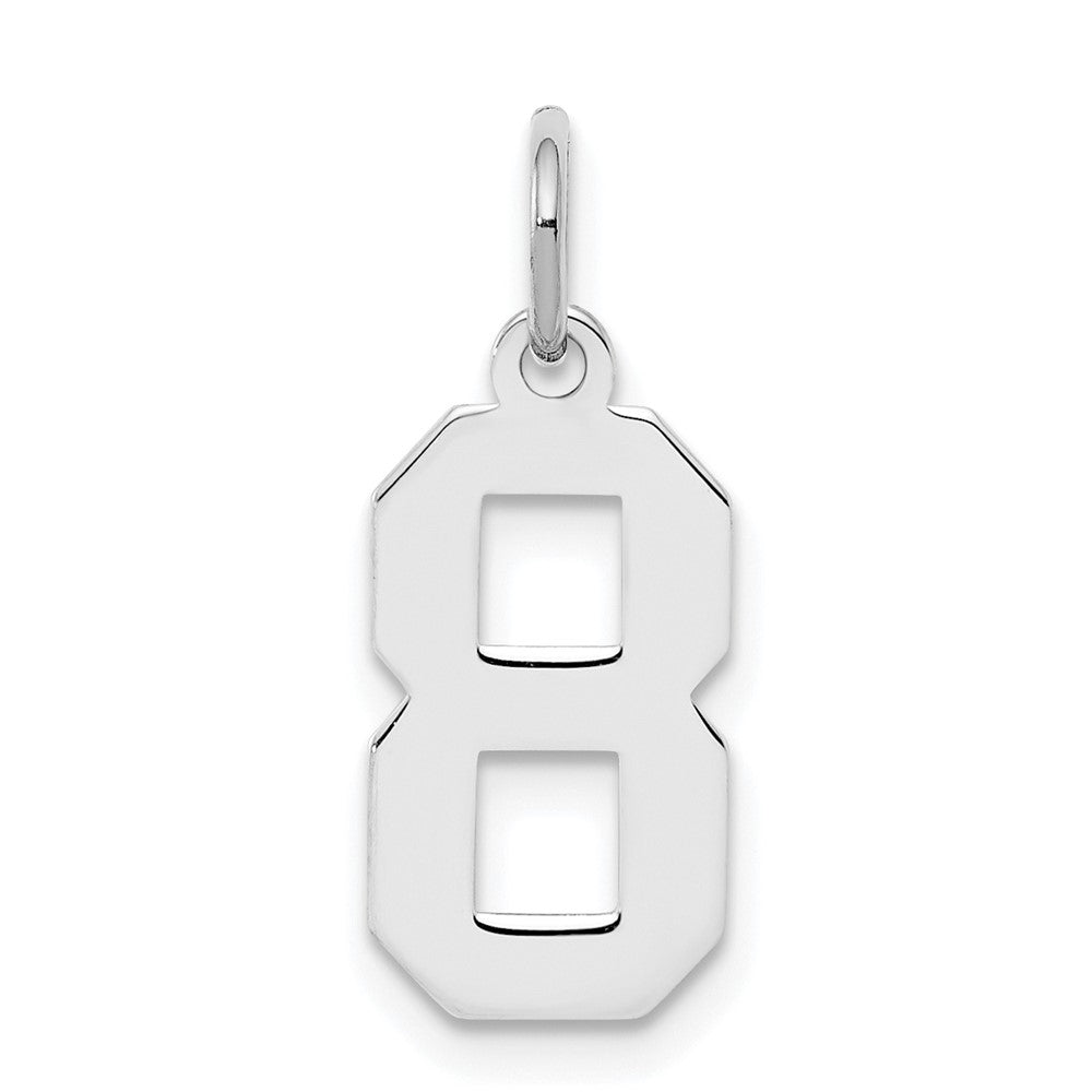 Sterling Silver/Rhodium-plated Polished Number 8 Charm