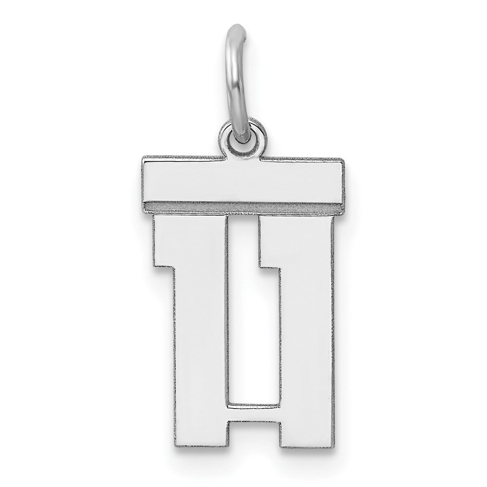 Sterling Silver/Rhodium-plated Polished Number 11 Charm