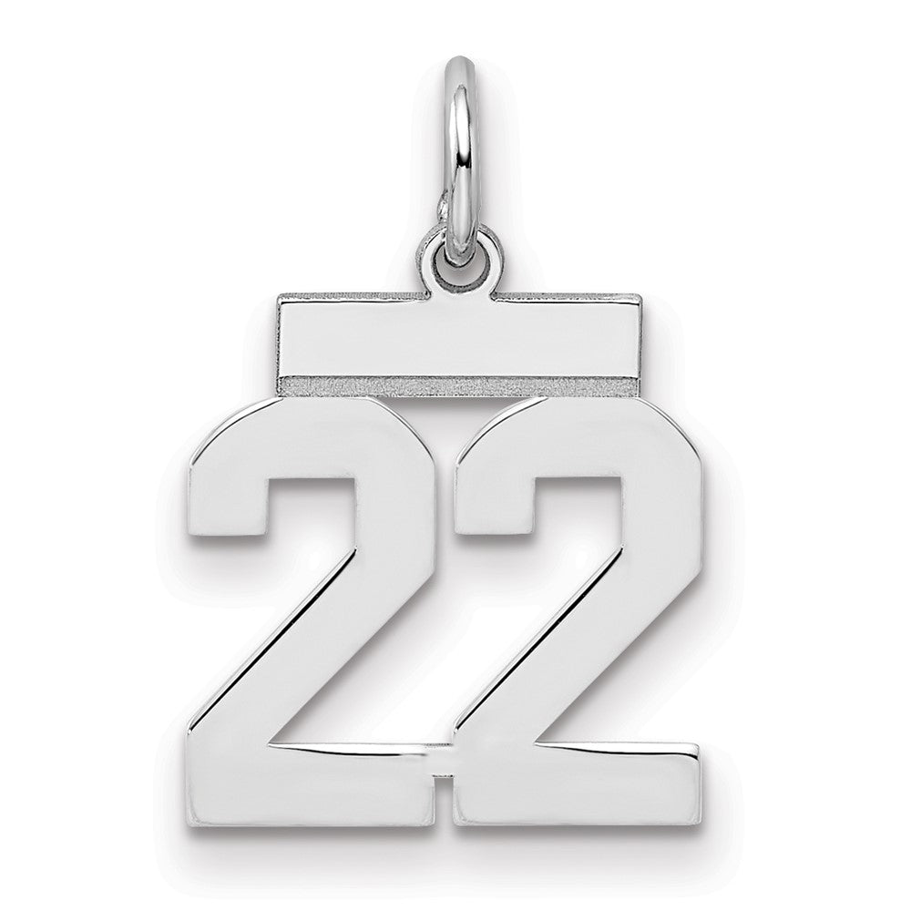 Sterling Silver/Rhodium-plated Polished Number 22 Charm