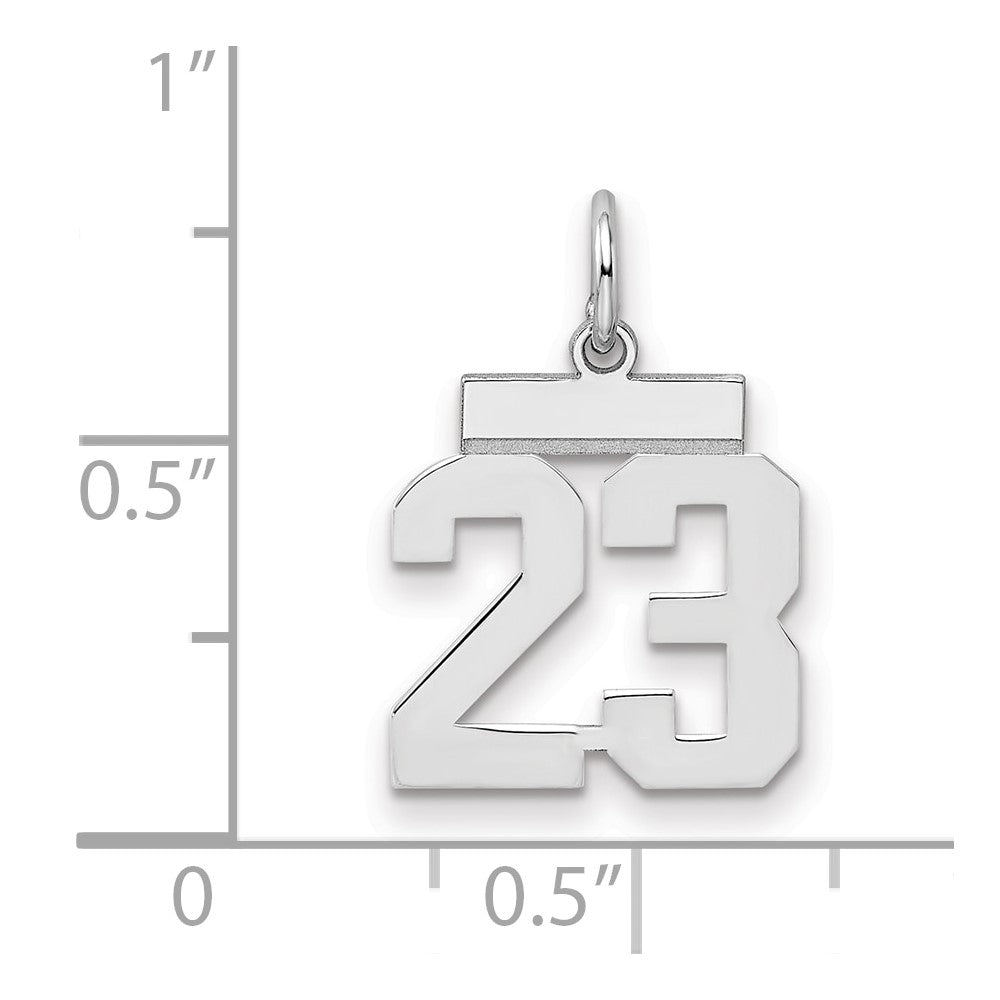 Sterling Silver/Rhodium-plated Polished Number 23 Charm