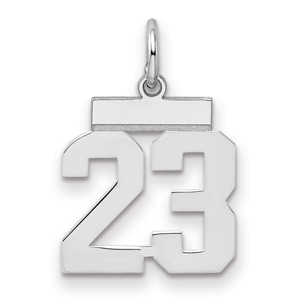 Sterling Silver/Rhodium-plated Polished Number 23 Charm