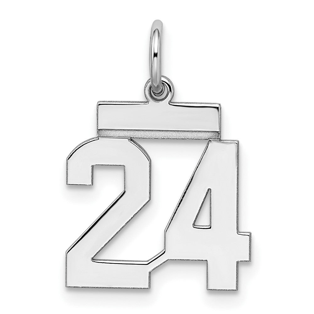 Sterling/Silver Rhodium-plated Polished Number 24 Charm