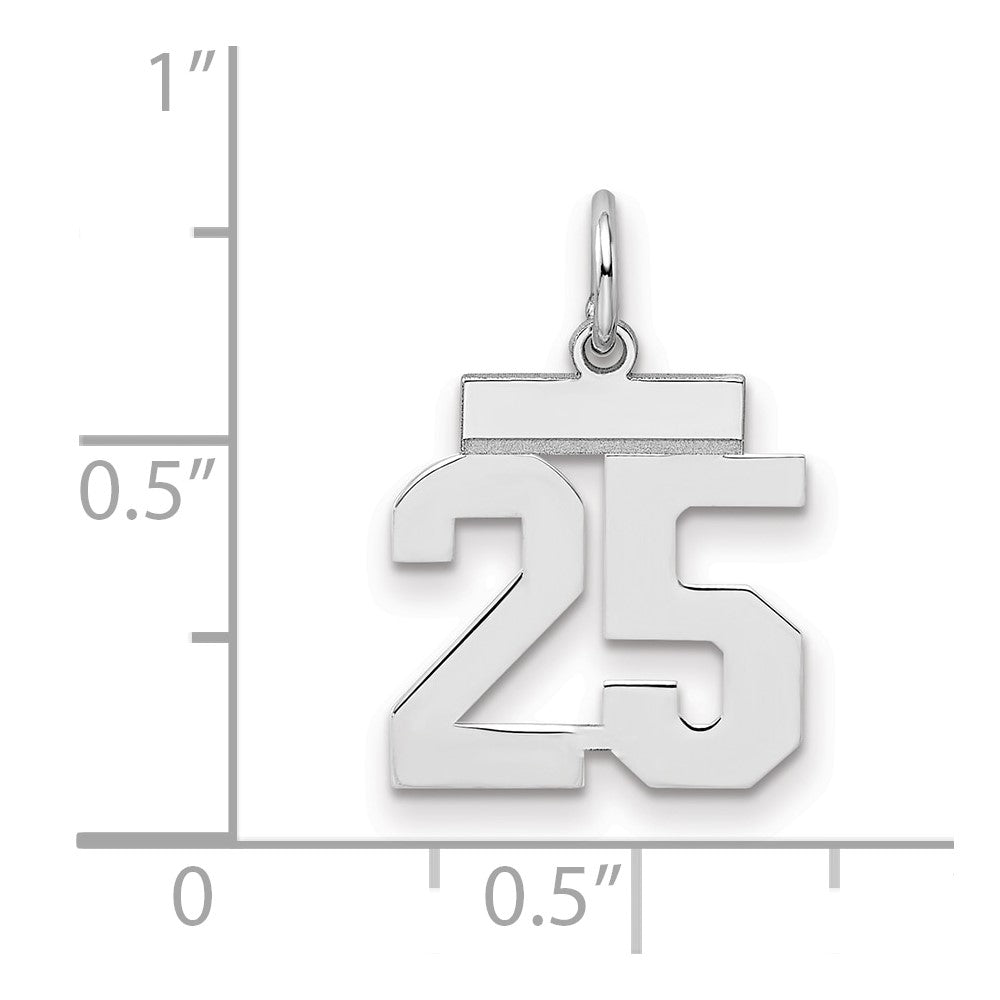 Sterling/Silver Rhodium-plated Polished Number 25 Charm