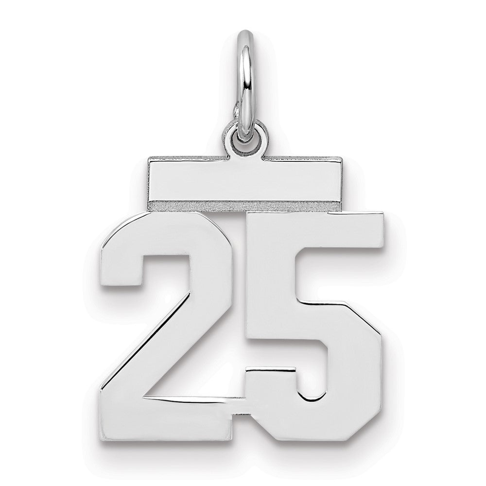 Sterling/Silver Rhodium-plated Polished Number 25 Charm