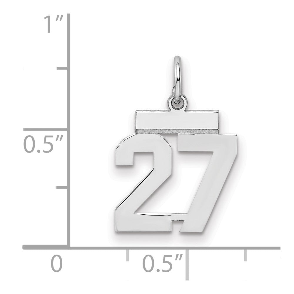 Sterling/Silver Rhodium-plated Polished Number 27 Charm