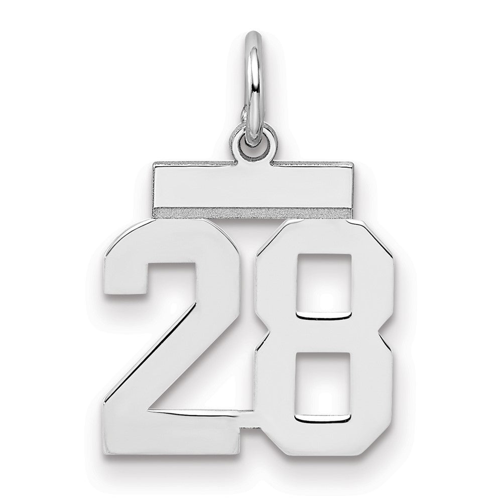 Sterling/Silver Rhodium-plated Polished Number 28 Charm