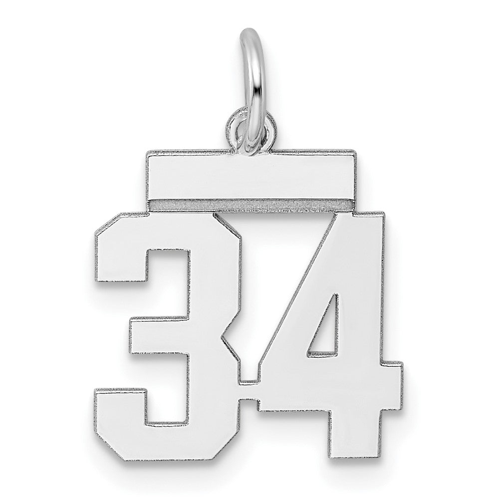 Sterling/Silver Rhodium-plated Polished Number 34 Charm