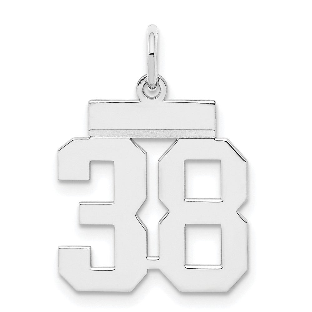 Sterling Silver/Rhodium-plated Polished Number 38 Charm