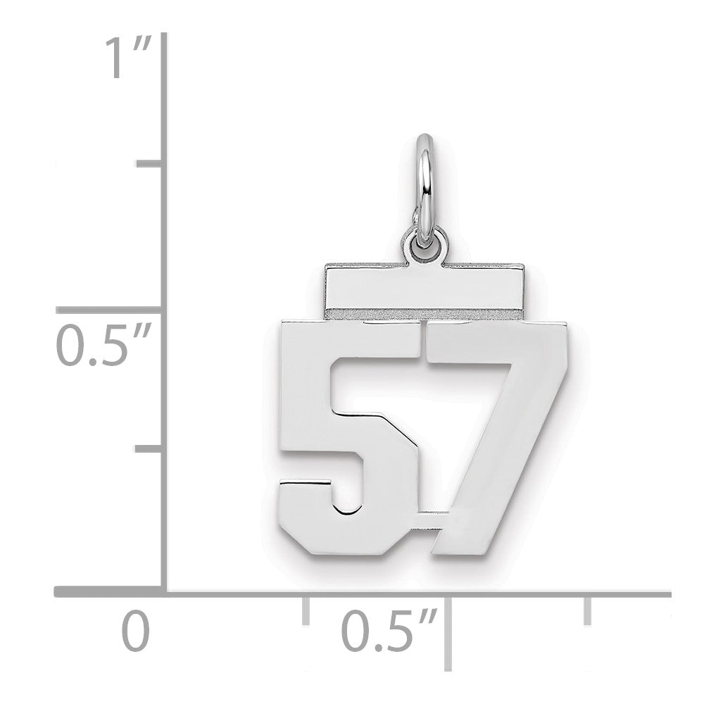 Sterling/Silver Rhodium-plated Polished Number 57 Charm