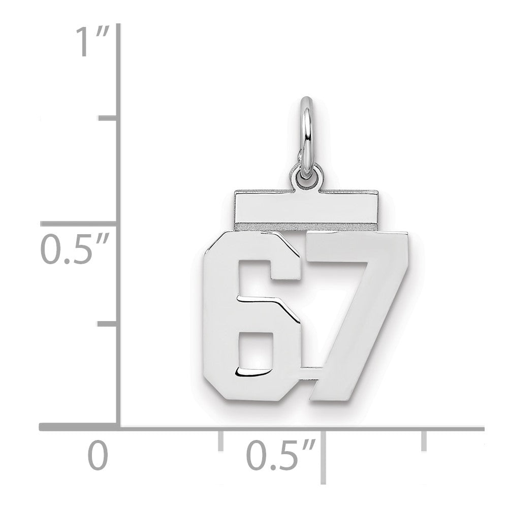 Sterling Silver/Rhodium-plated Polished Number 67 Charm