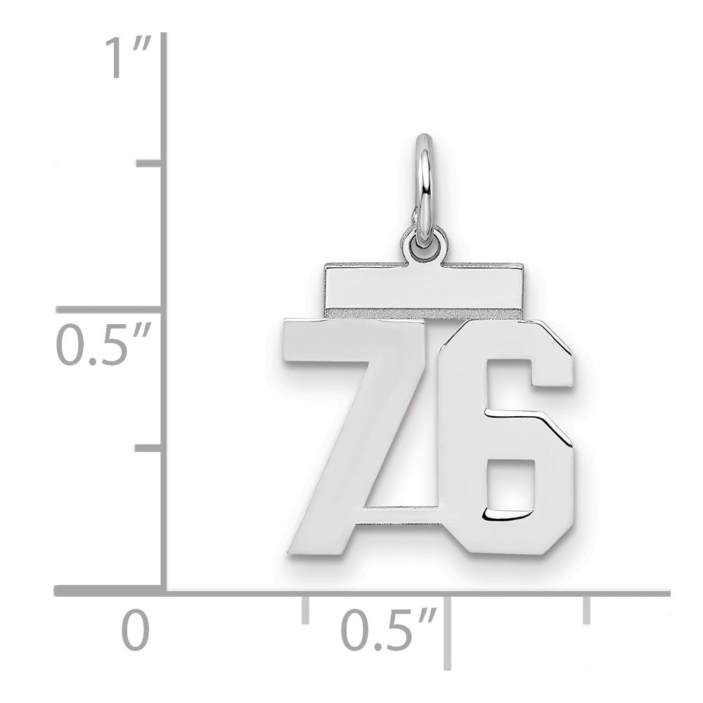 Sterling Silver/Rhodium-plated Polished Number 76 Charm