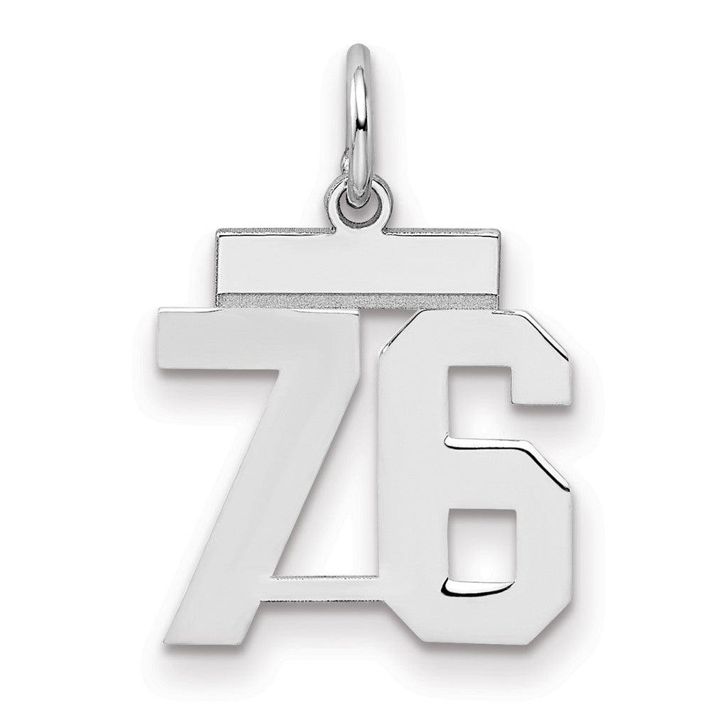 Sterling Silver/Rhodium-plated Polished Number 76 Charm