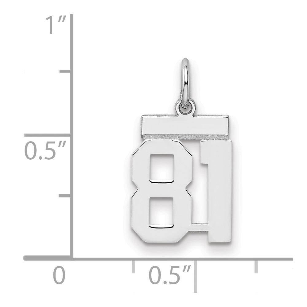 Sterling/Silver Rhodium-plated Polished Number 81 Charm