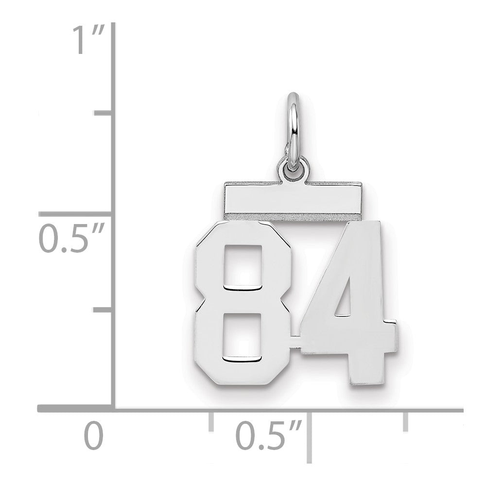 Sterling Silver/Rhodium-plated Polished Number 84 Charm