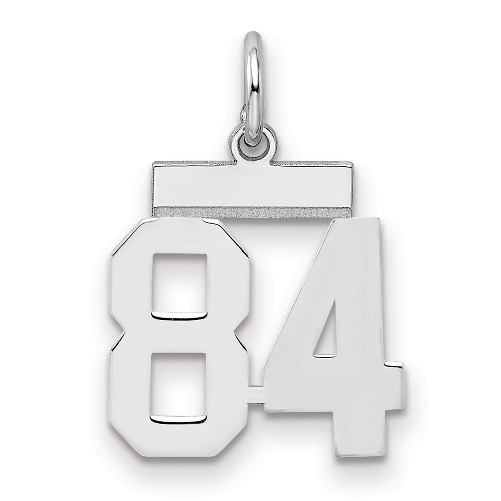 Sterling Silver/Rhodium-plated Polished Number 84 Charm