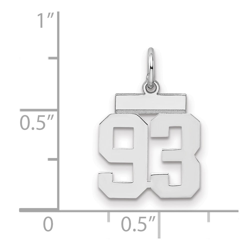 Sterling/Silver Rhodium-plated Polished Number 93 Charm