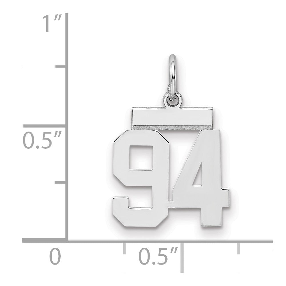 Sterling Silver/Rhodium-plated Polished Number 94 Charm