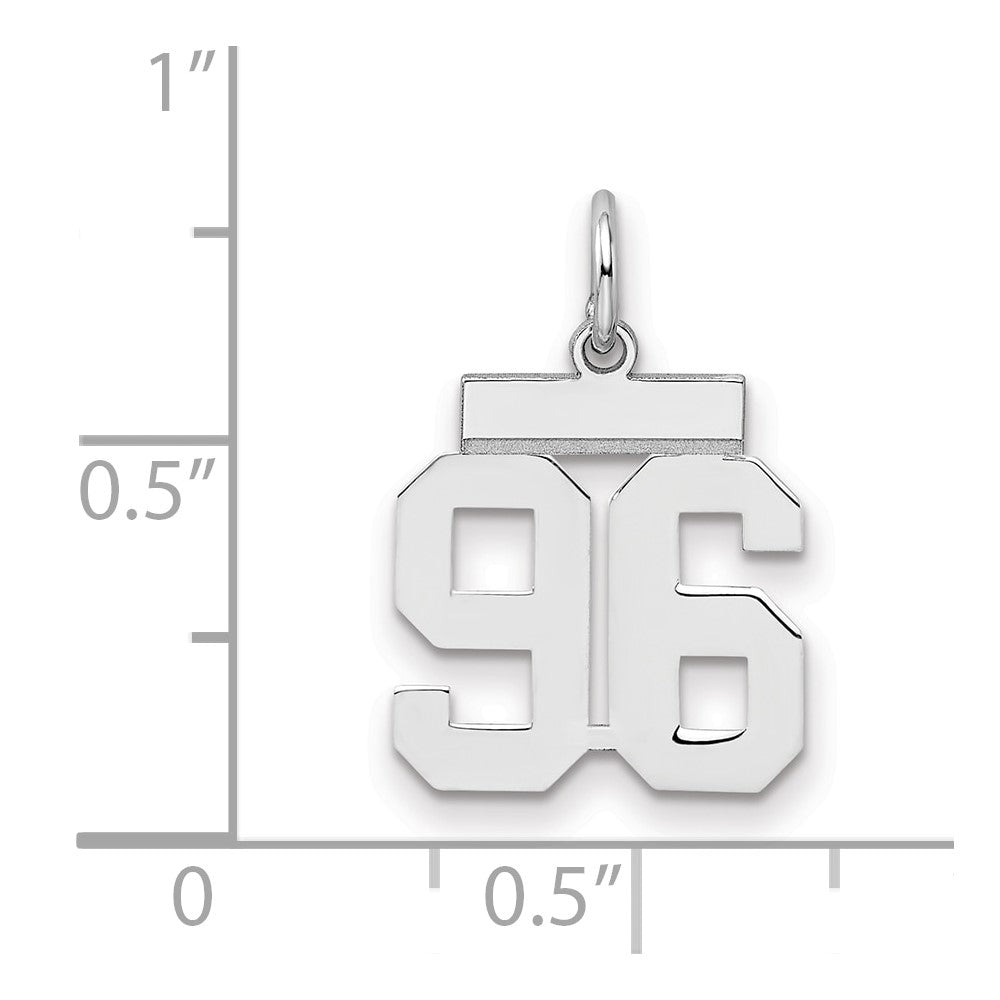 Sterling Silver/Rhodium-plated Polished Number 96 Charm