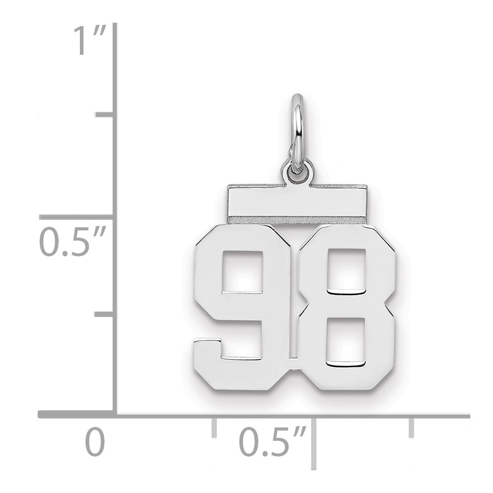 Sterling/Silver Rhodium-plated Polished Number 98 Charm