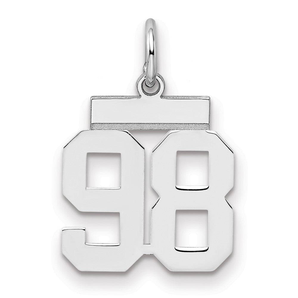 Sterling/Silver Rhodium-plated Polished Number 98 Charm