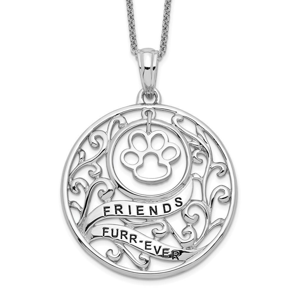 Sentimental Expressions Sterling Silver Rhodium-plated Antiqued Animal Friends-Dog Necklace