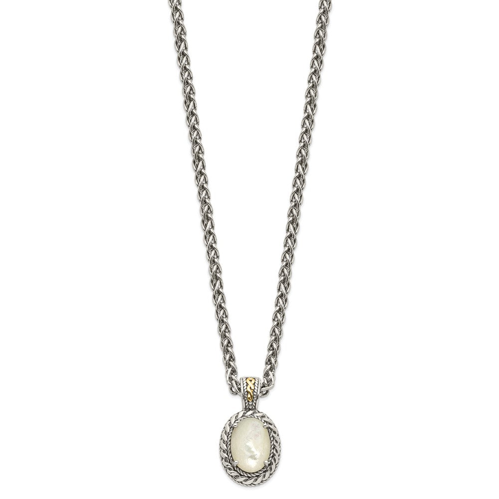 Shey Couture Sterling Silver with 14K Accent 18 Inch Antiqued Mother Of Pearl Necklace