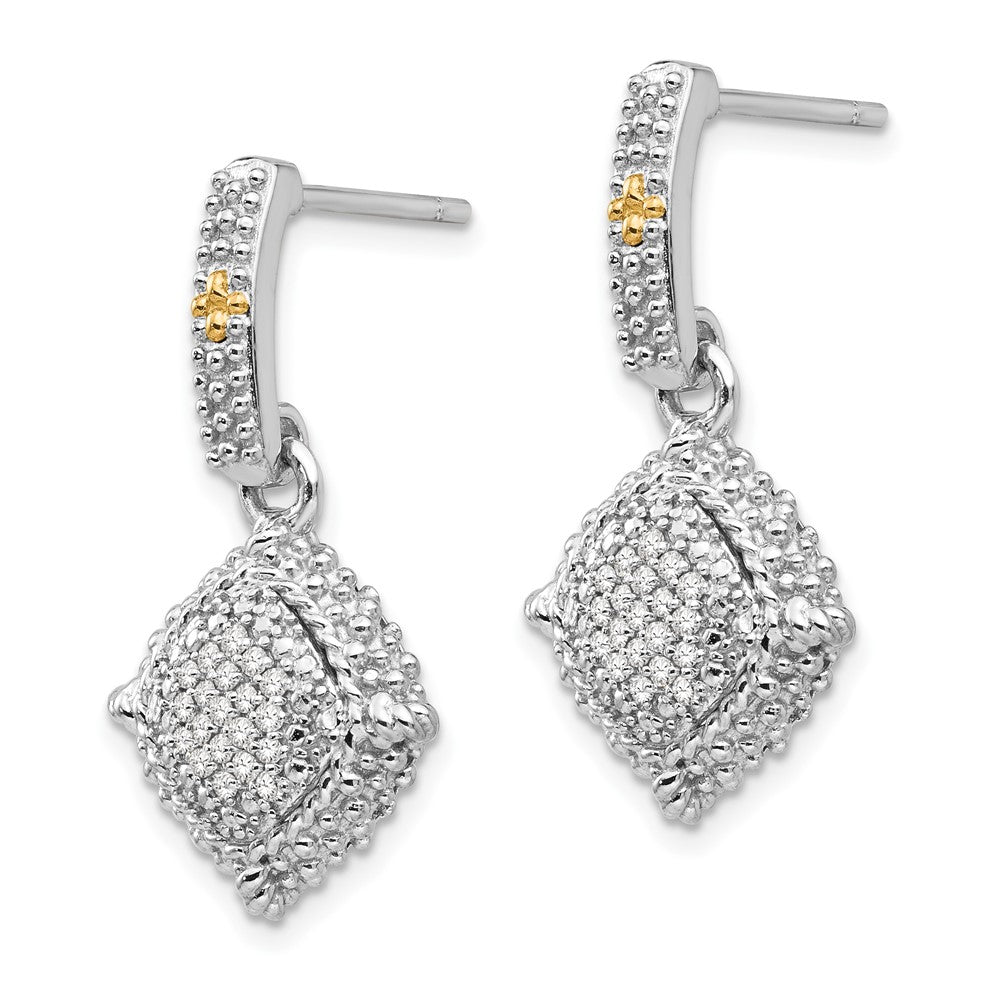 Sterling Silver w/14k Diamond Dangle Post Earrings