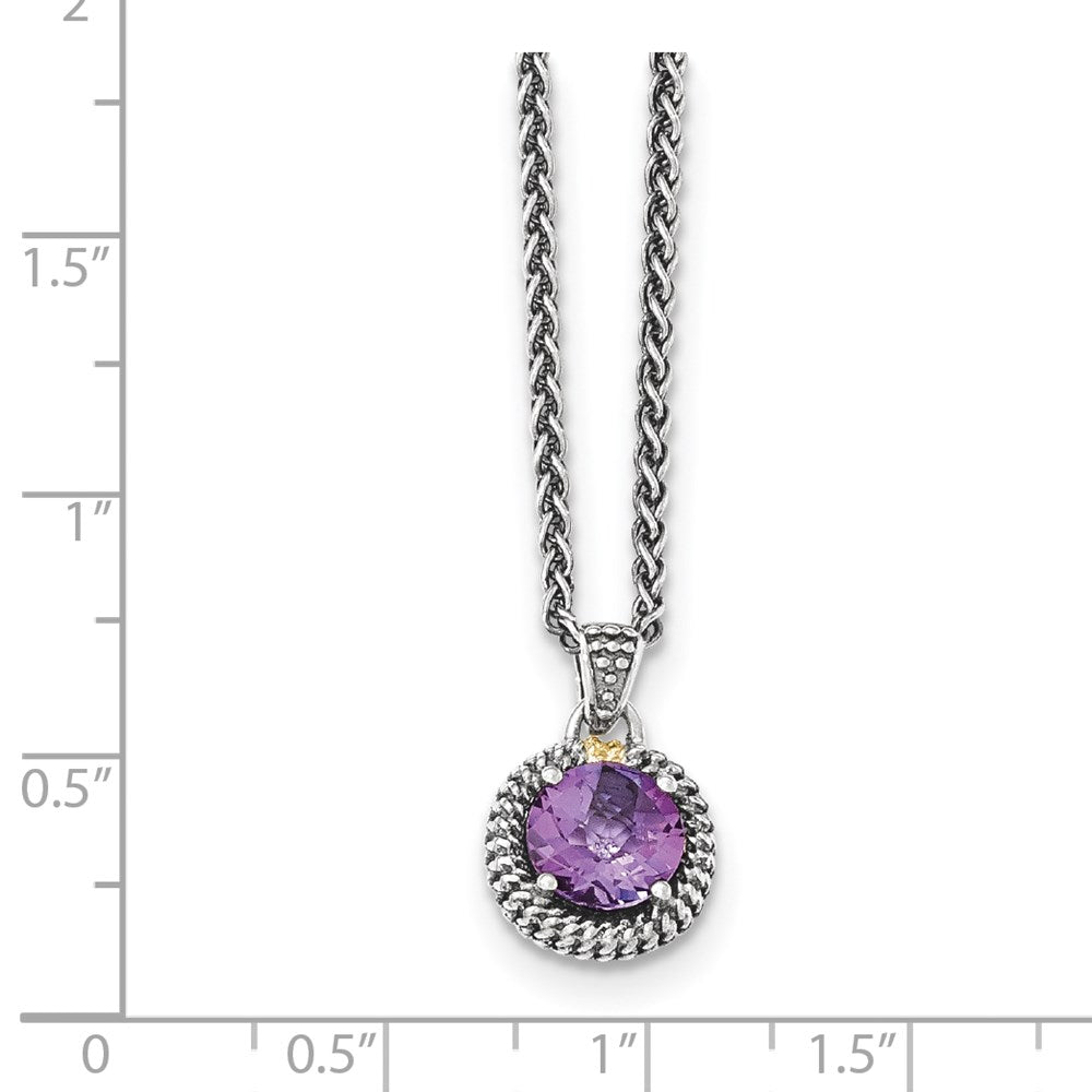 Sterling Silver w/14k Amethyst Necklace