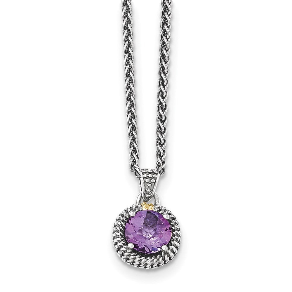 Sterling Silver w/14k Amethyst Necklace