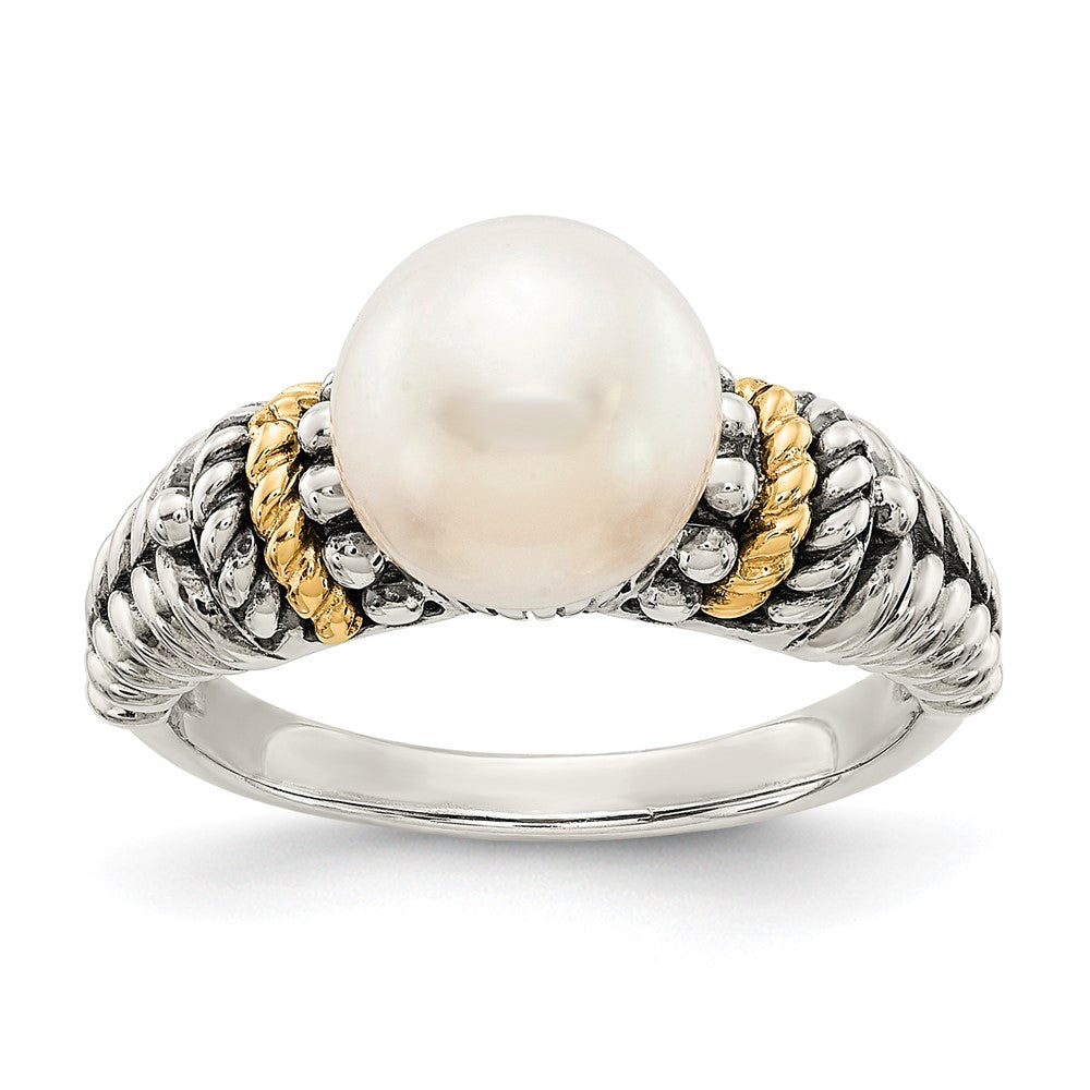 Shey Couture Sterling Silver with 14K Accent Antiqued Freshwater Cultured Pearl Ring