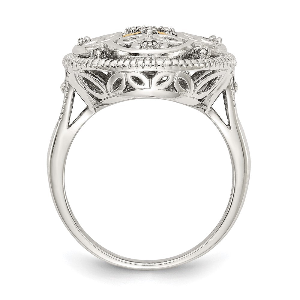 Shey Couture Sterling Silver Rhodium-plated with 14K Accent Diamond Vintage Ring